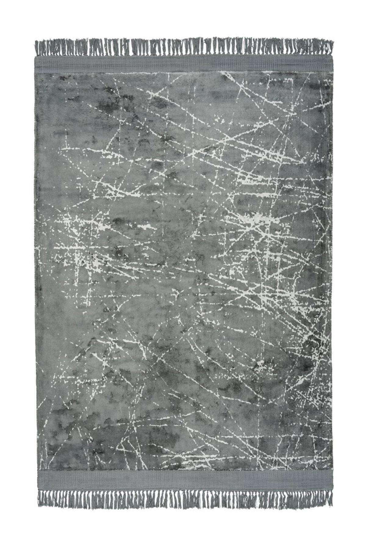 Teppich Viskose Dolce Vita 225 Grau, Fransenteppich - carpetz