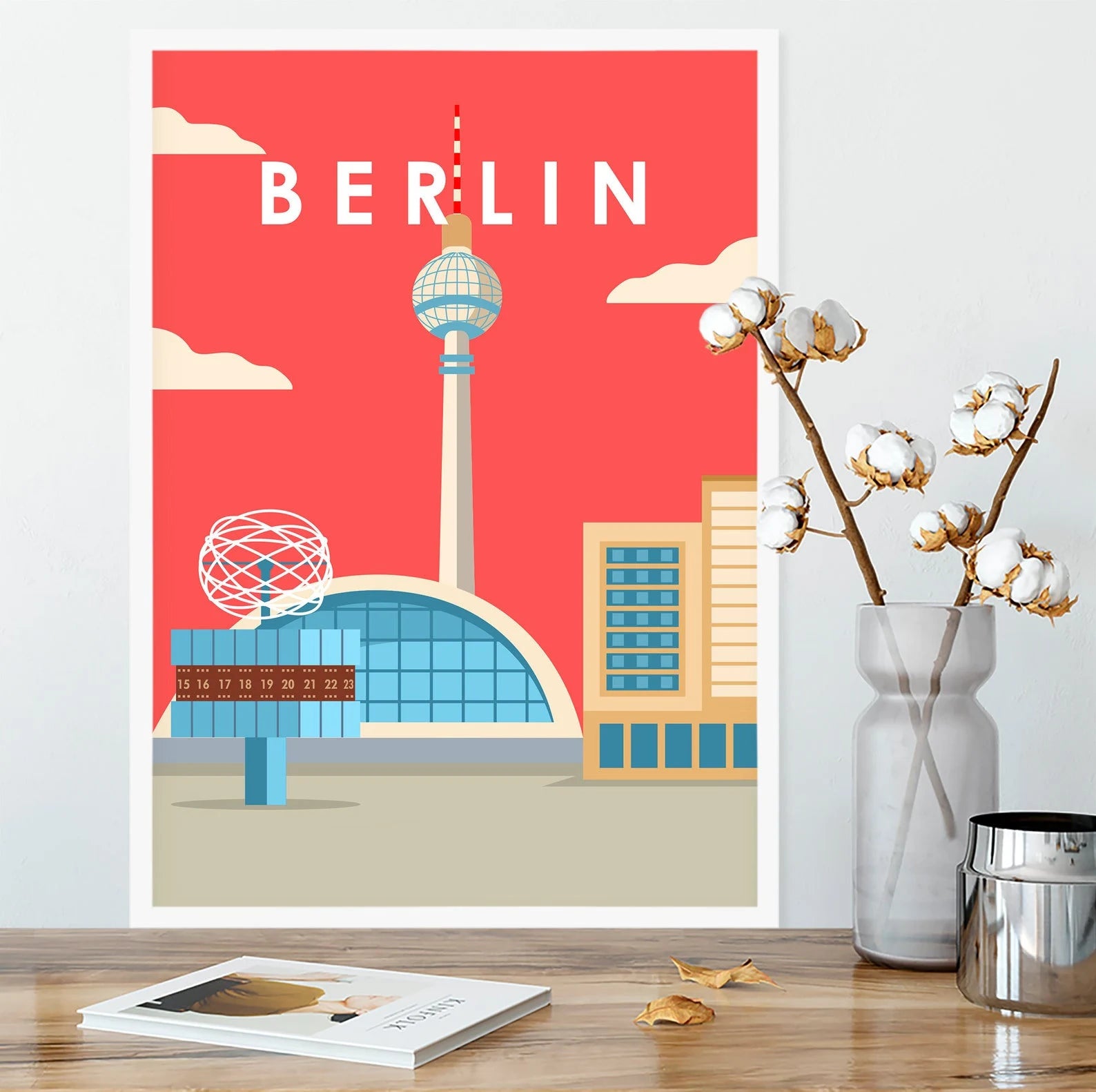 Berlin Poster - Bild Fernsehturm - Premium Print Papier Halbmatt Städteposter - Kunstdruck - Souvenir Berlin Bild