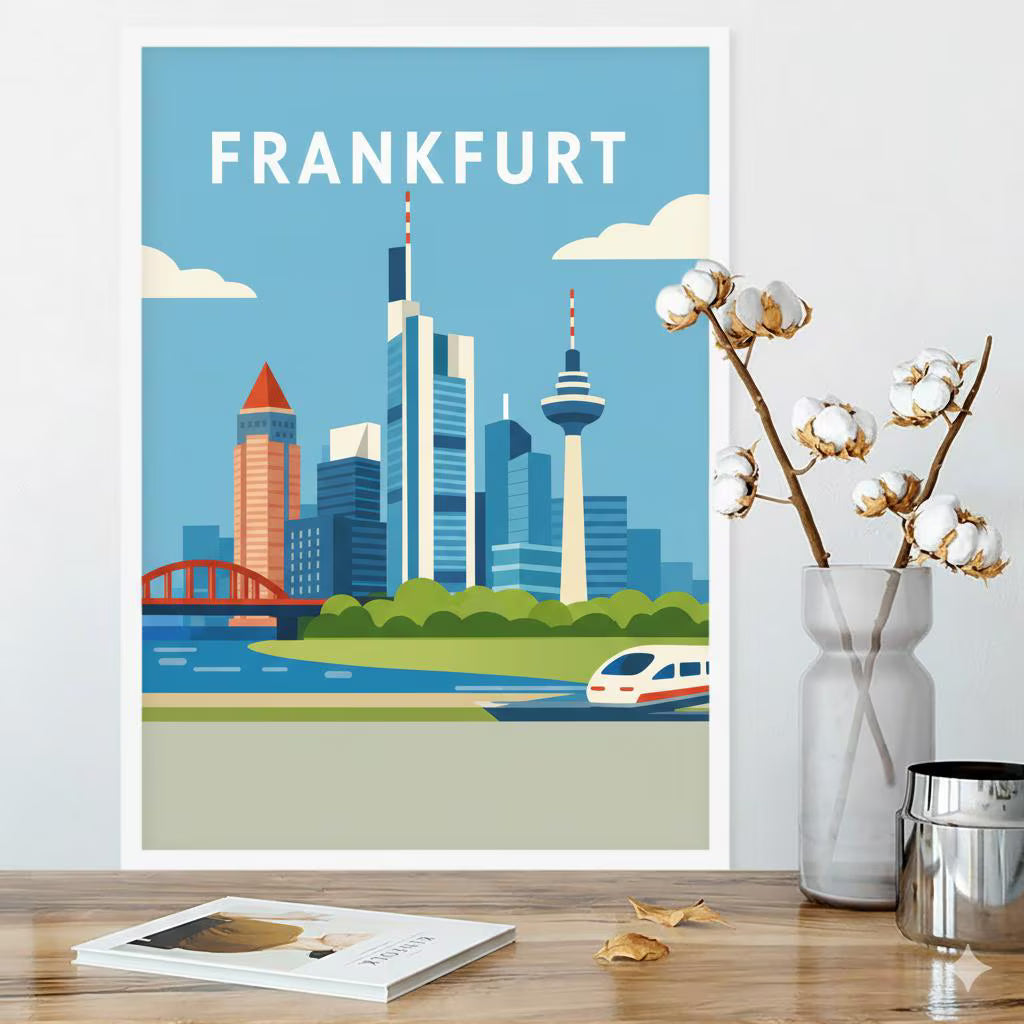 Frankfurt Poster - FFM Skyline - Premium Print Papier Halbmatt Städteposter - Kunstdruck - Souvenir