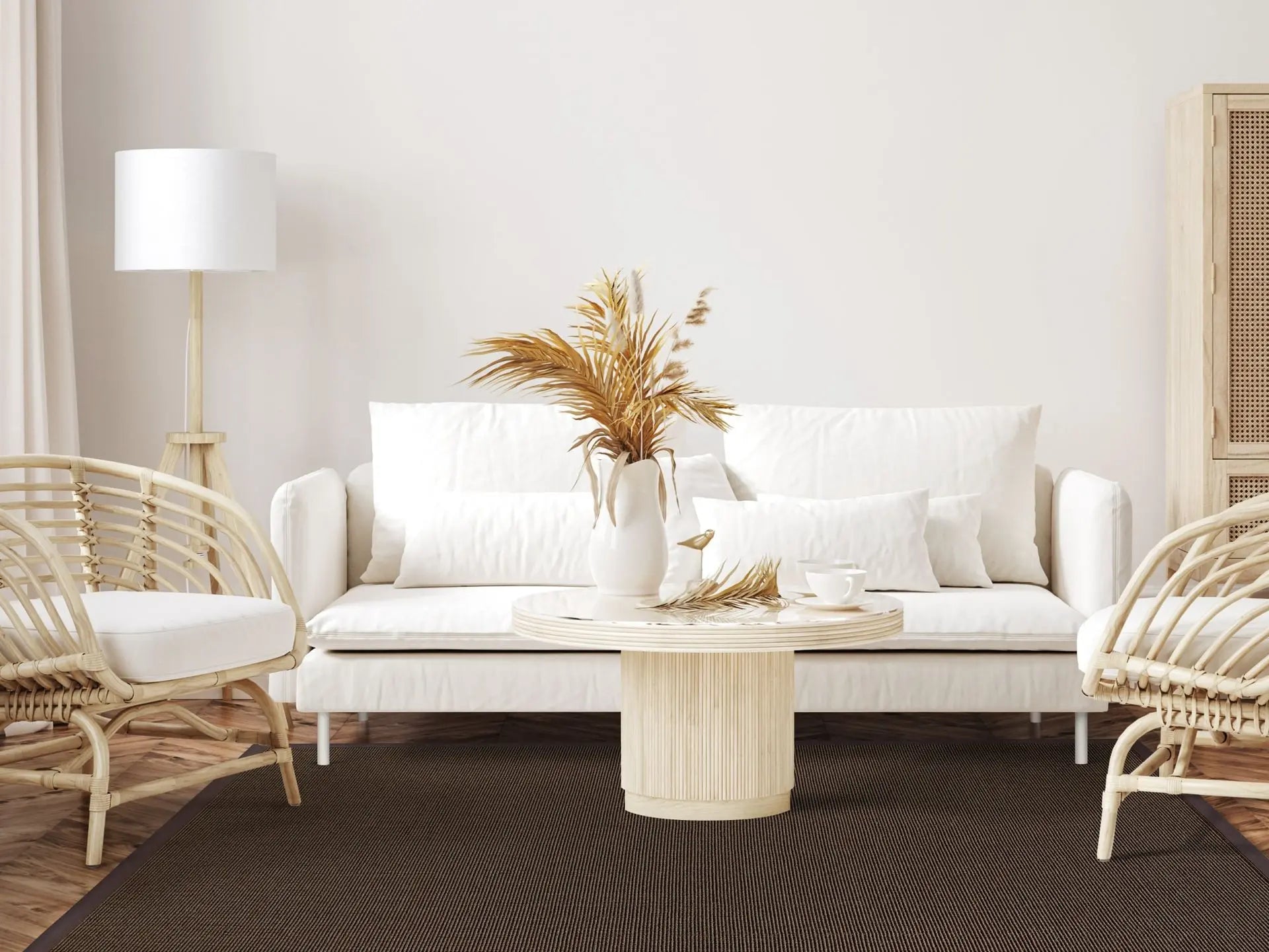 Sisalteppich nach Maß - Mara S2 Mocca, mit Bordüre