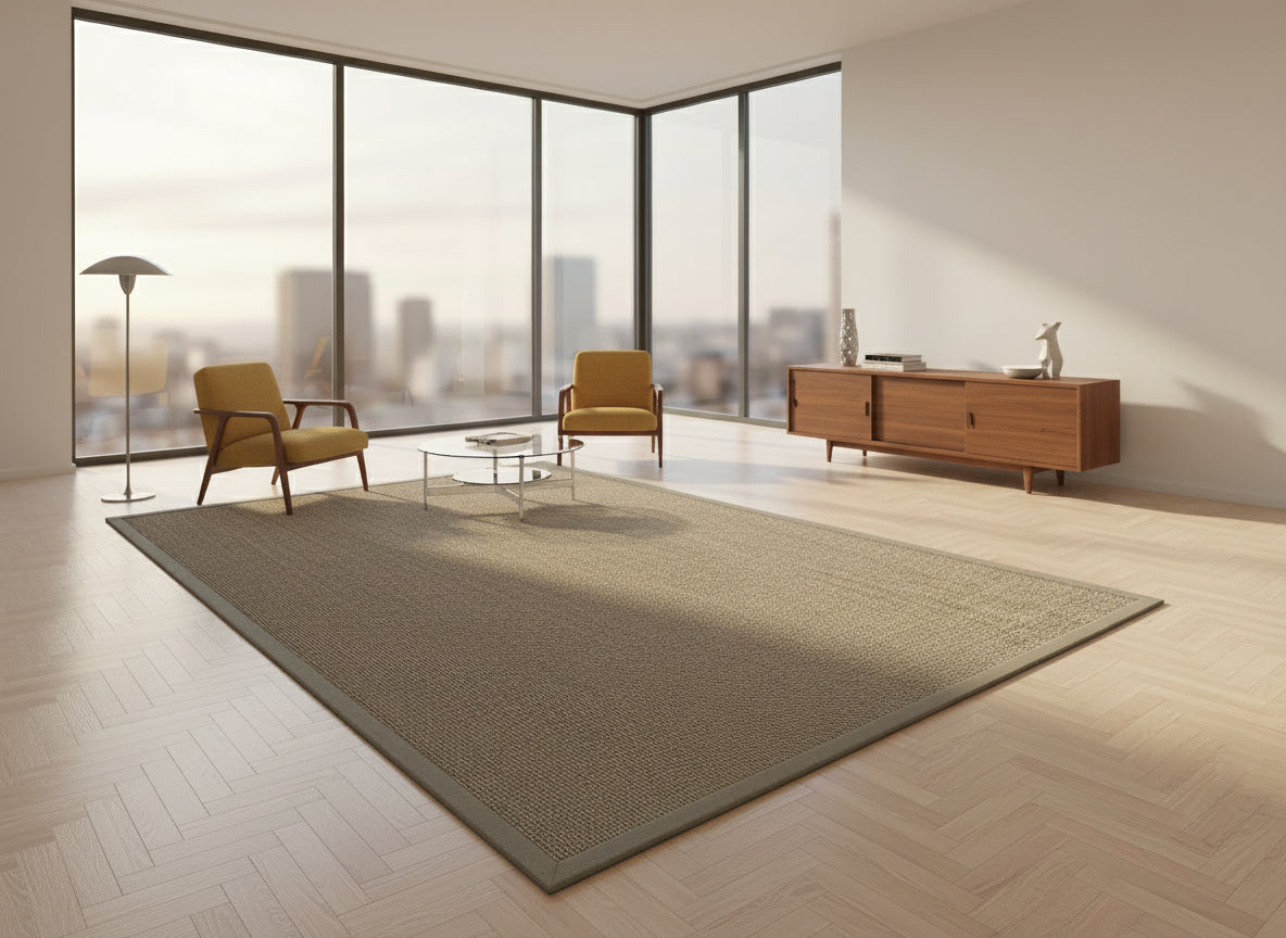 Sisalteppich nach Maß - Mara S2 Smoke, mit Bordüre