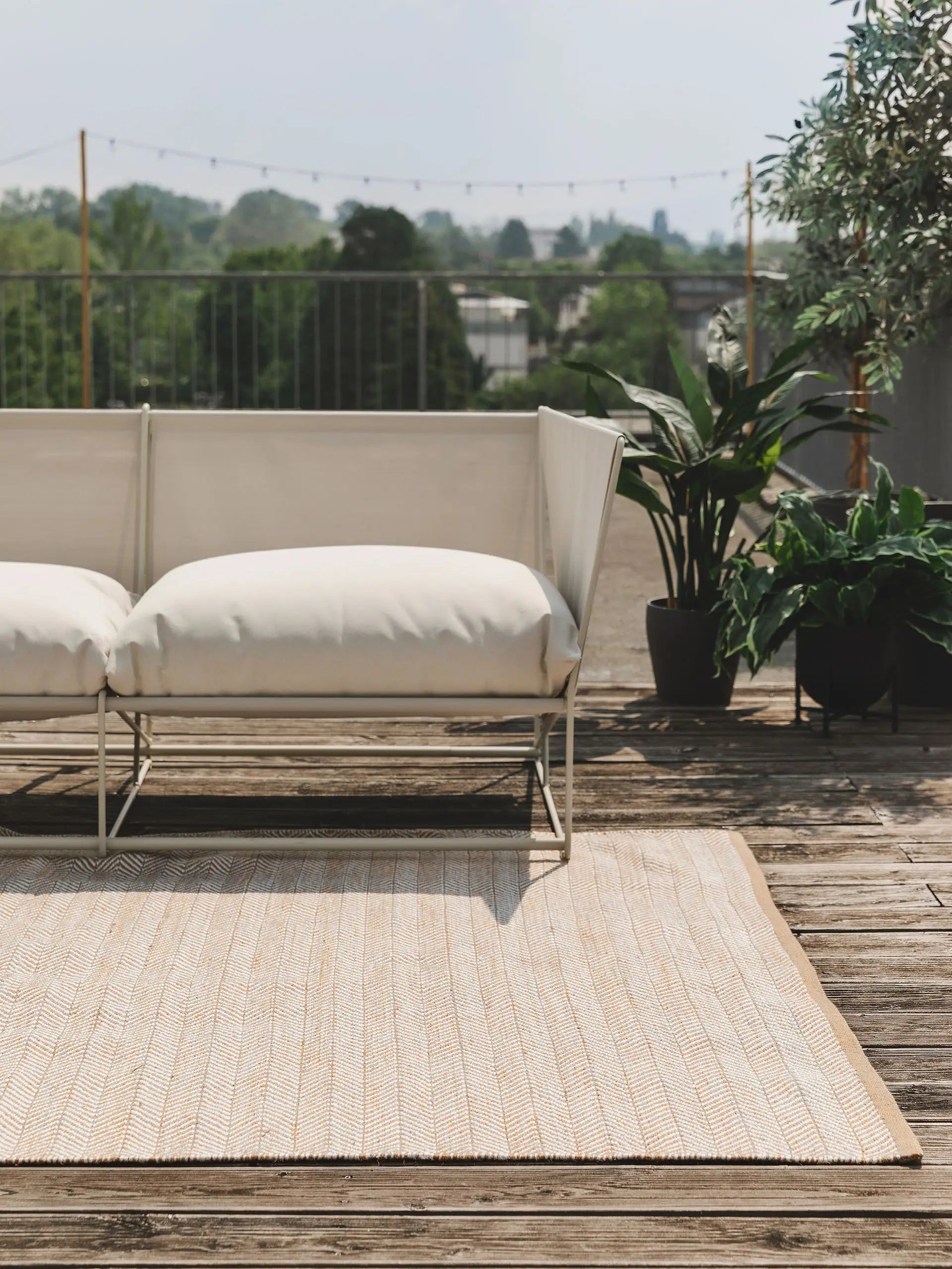 Rio rug (indoor &amp; outdoor) made of recycled material, light brown