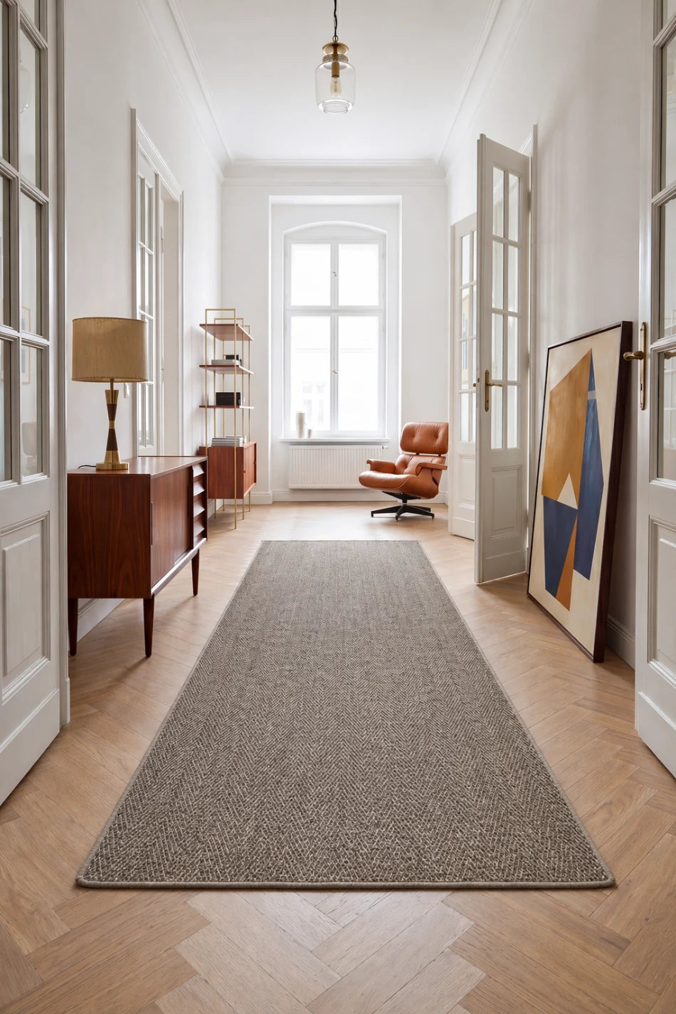 Sisal Läufer Fischgrät Macciato, nach Maß - gekettelt