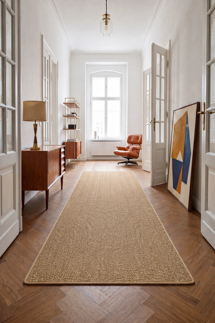 Sisal Läufer nach Maß Fischgrät Natur – gekettelt, 100% Sisal | carpetz.de
