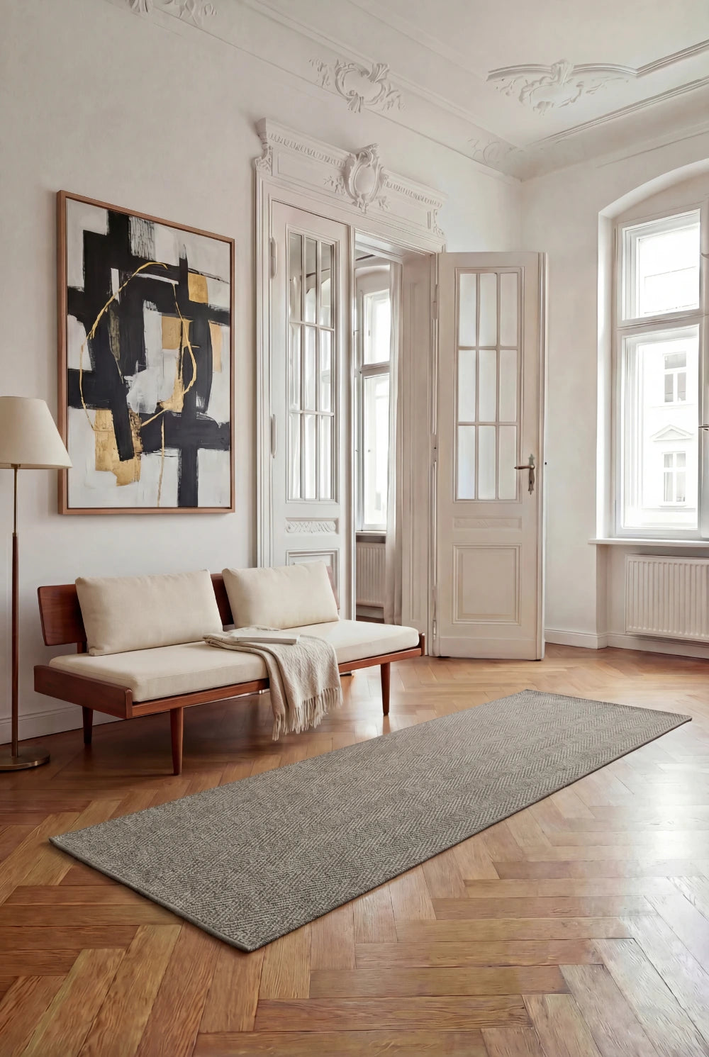 Sisal Läufer Fischgrät Macciato, nach Maß - gekettelt