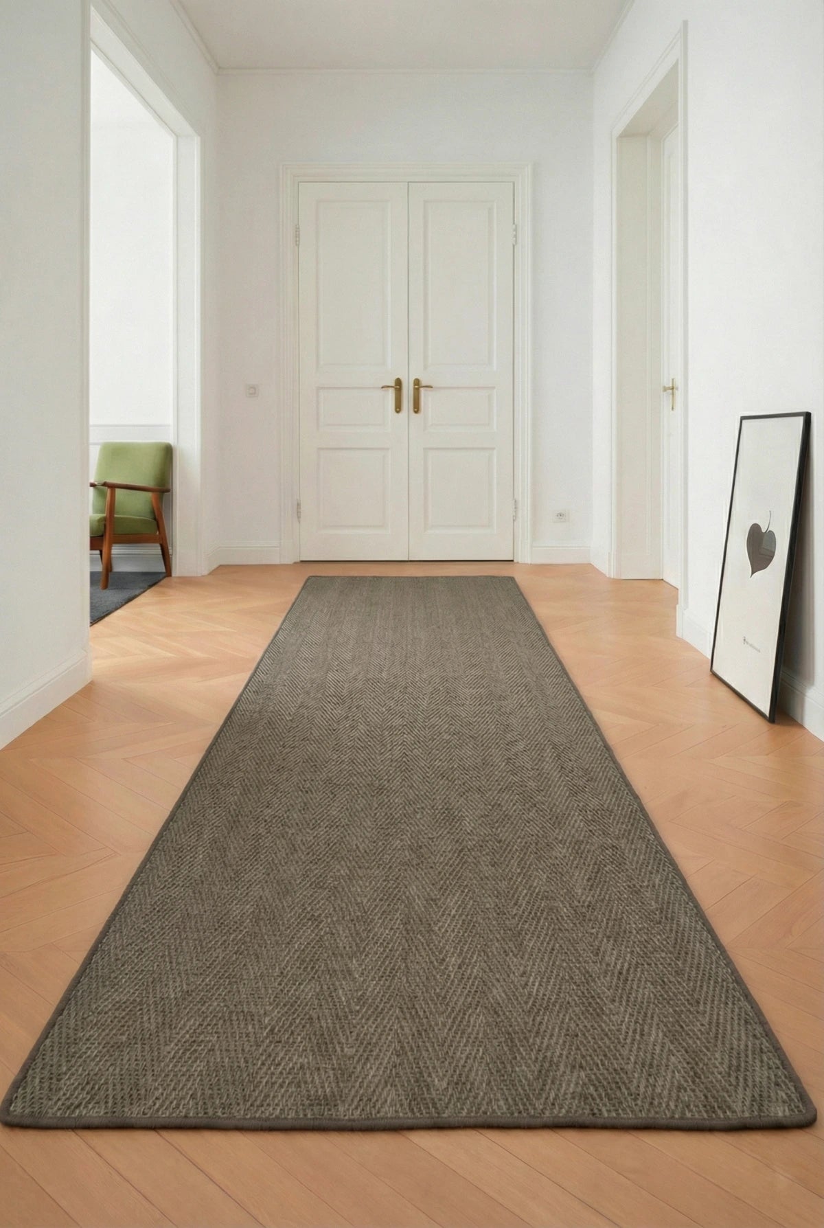 Sisal Läufer Fischgrät Macciato, nach Maß - gekettelt