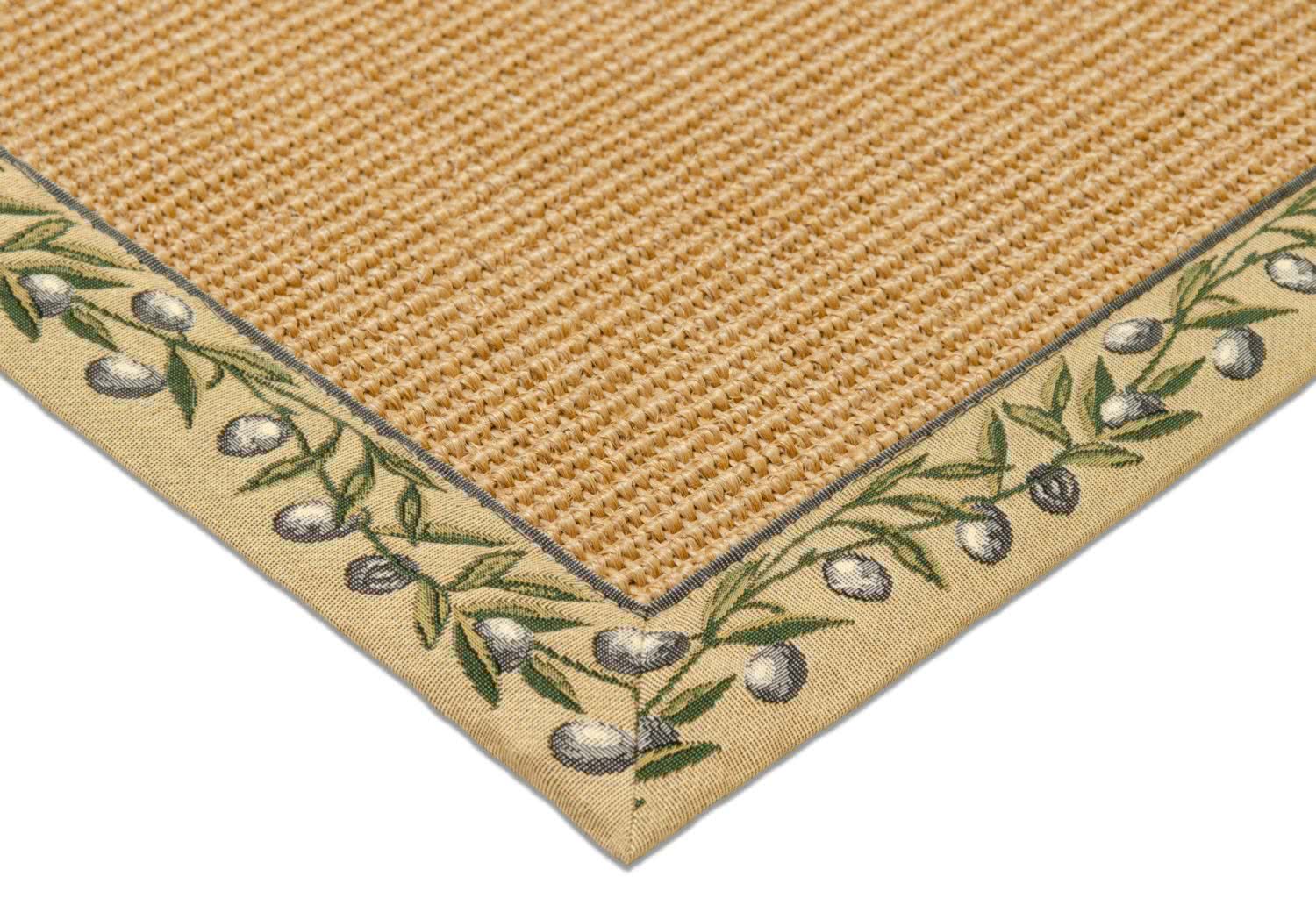 Sisalteppich Mio Natur mit Olivenranke Eckansicht | carpetz.de