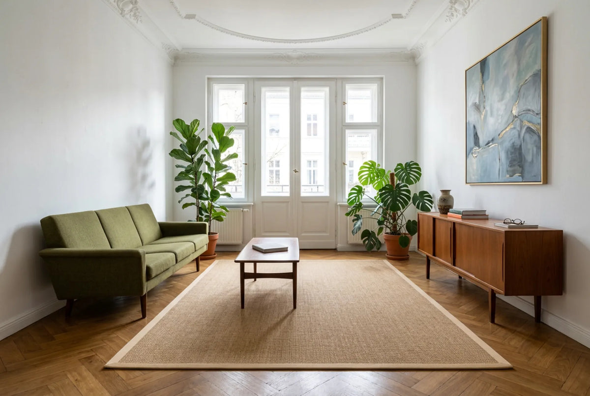 Sisal Teppich Purstoff cashewbeige nach Maß, mit Vliesrücken 100% Natur