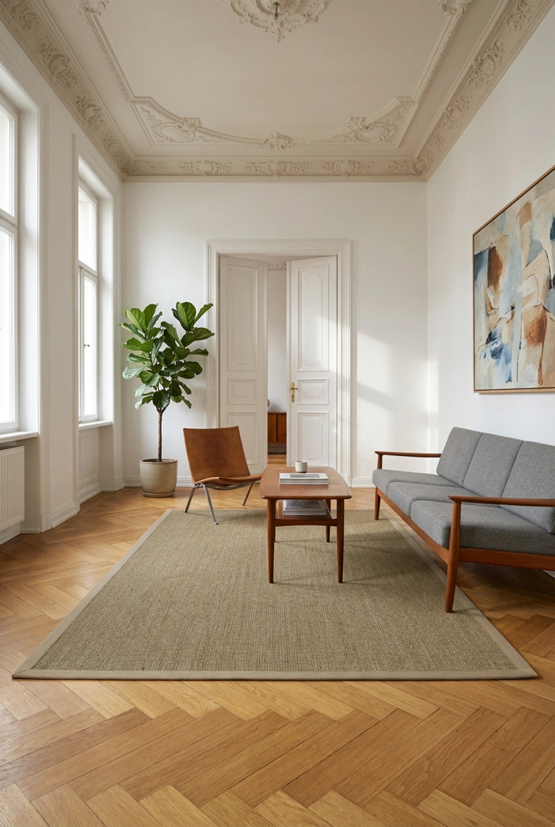 Sisalteppich nach Maß - Purstoff walnussbraun, mit Vliesrücken 100% Natur