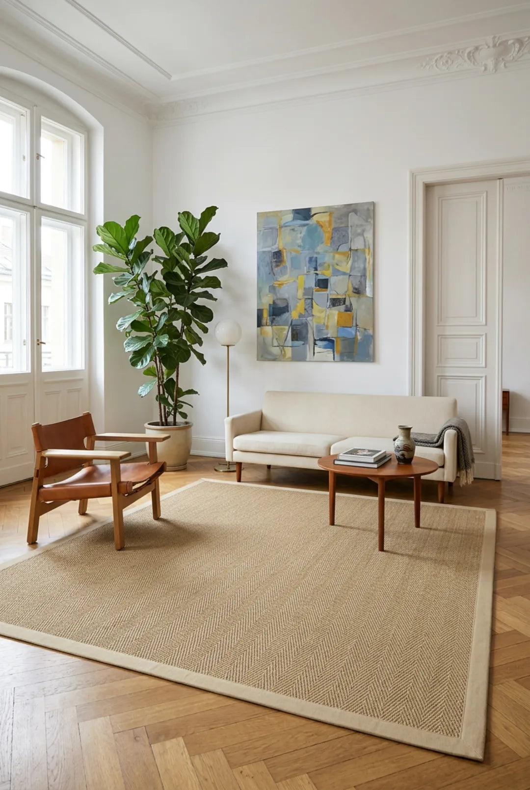 Sisalteppich Fischgrät nach Maß, Natur