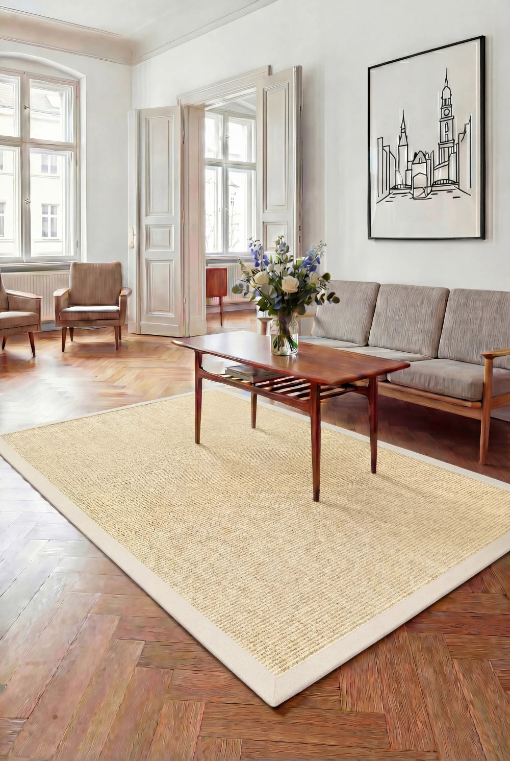 Teppich Sisal Mio nach Maß, cremeweiß