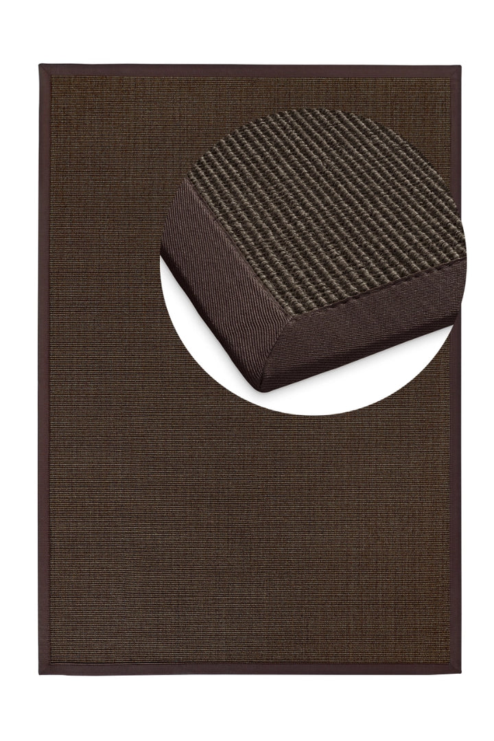 Sisalteppich nach Maß Mara S2 Mocca – 100% Sisal, mit Bordüre | carpetz.de