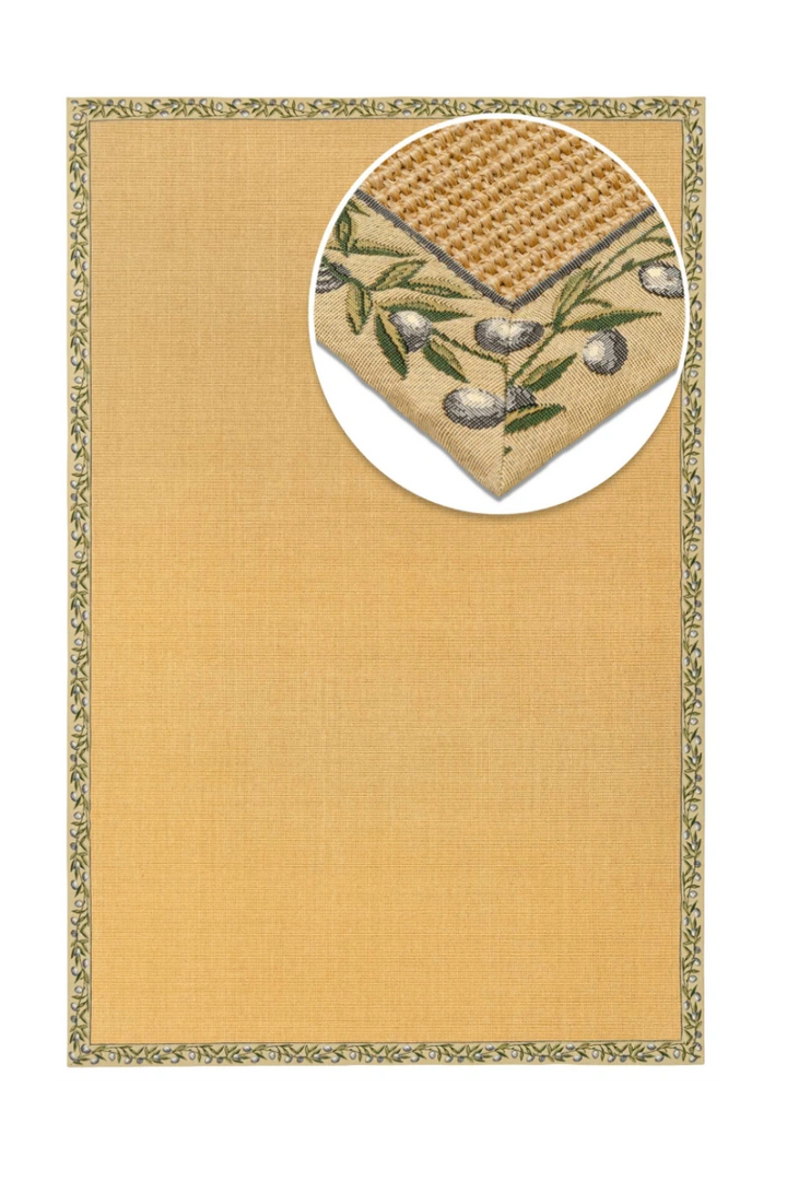 Sisalteppich nach Maß Mio Natur mit Olivenranke – 100% Sisal, Naturlatex | carpetz.de