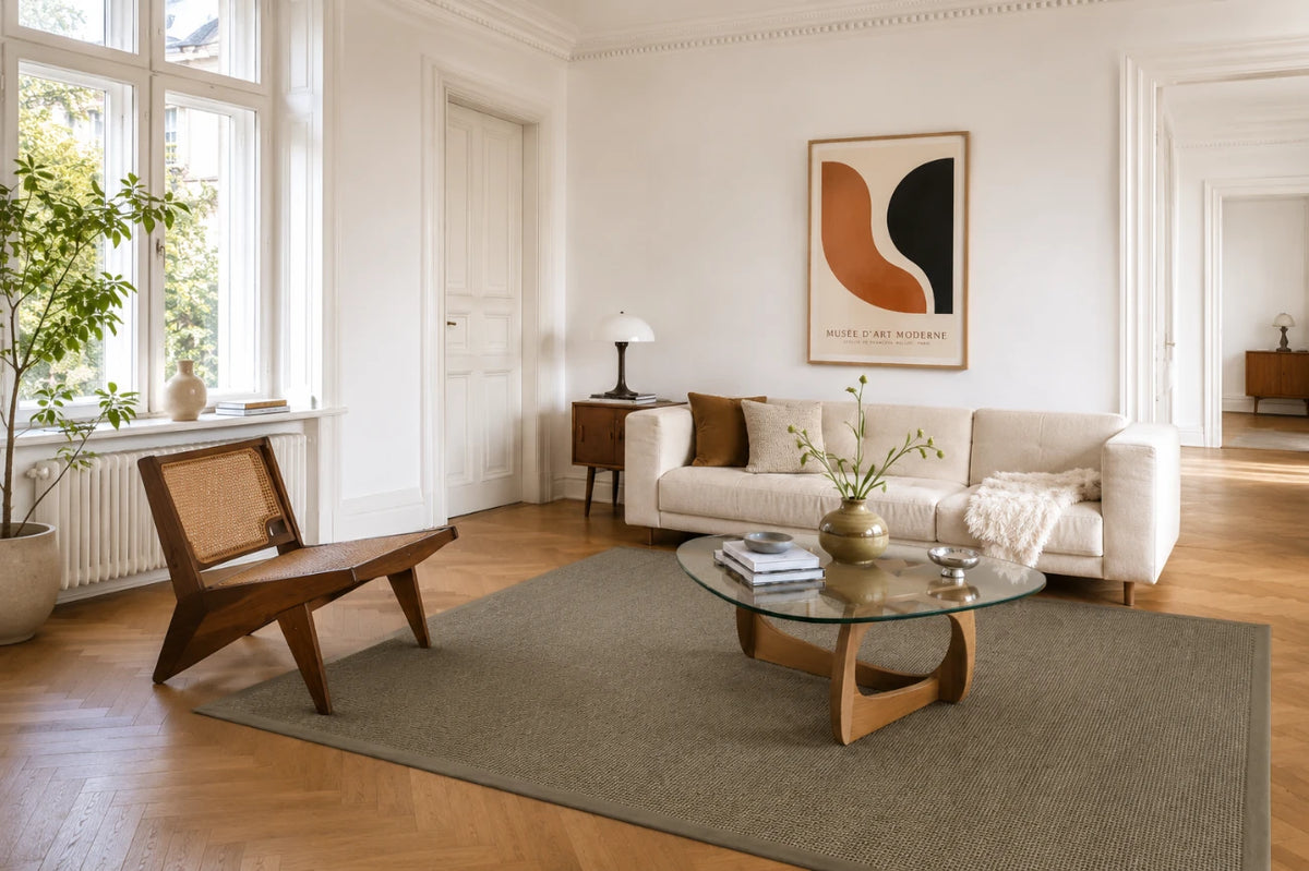 Tapis en sisal Macao blanc cassé, sur mesure