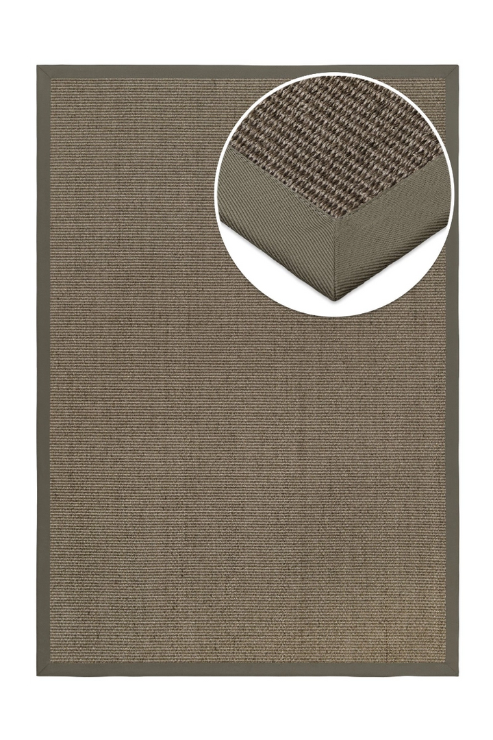 Sisalteppich nach Maß Urban Plus schlamm – 100% Sisal, mit Bordüre | carpetz.de