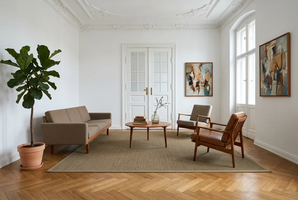 Sisalteppich Purstoff nach Maß, walnussbraun mit Vliesrücken 100% Natur