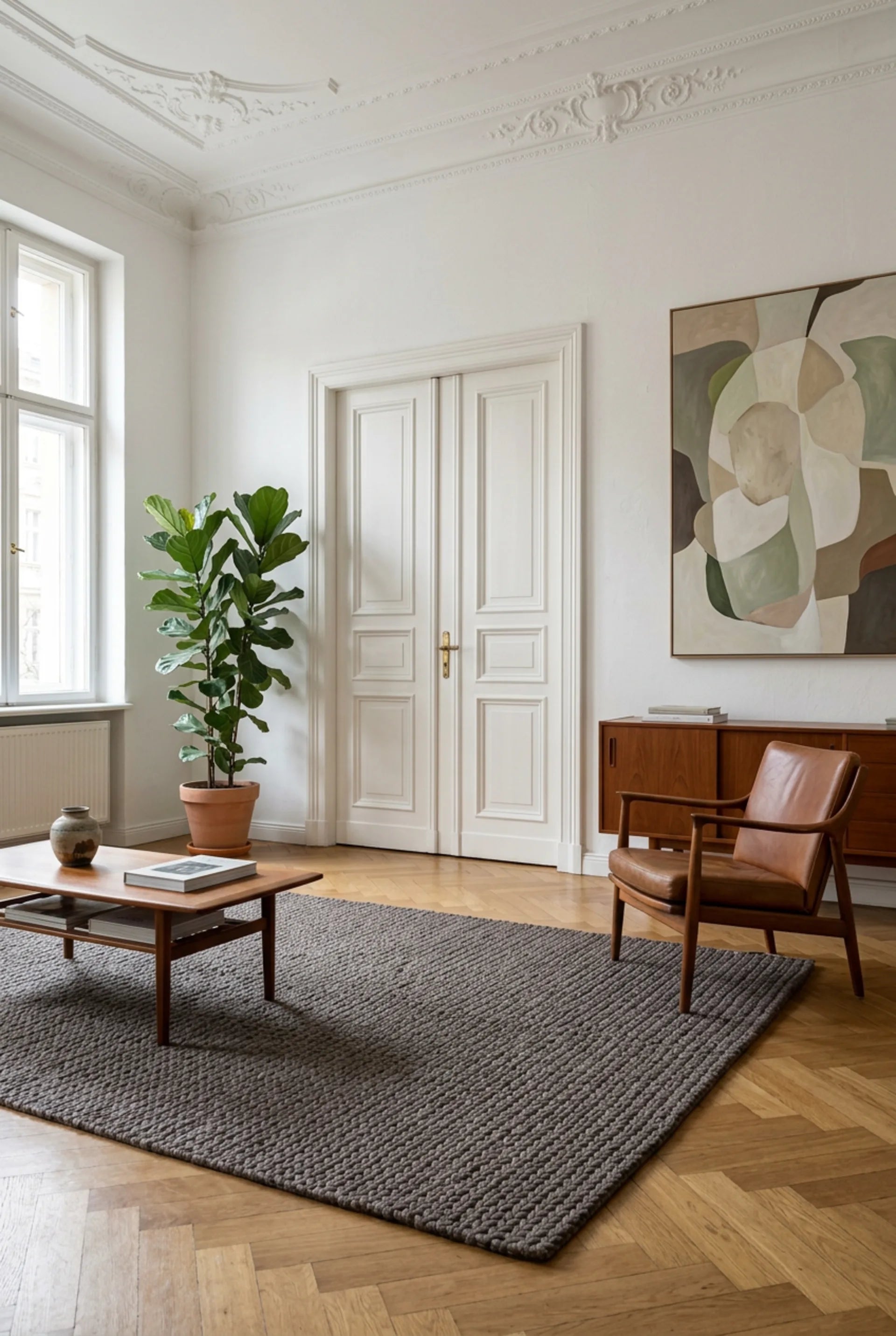 Teppich Robbie 125 Grau, 100% Neuseelandwolle