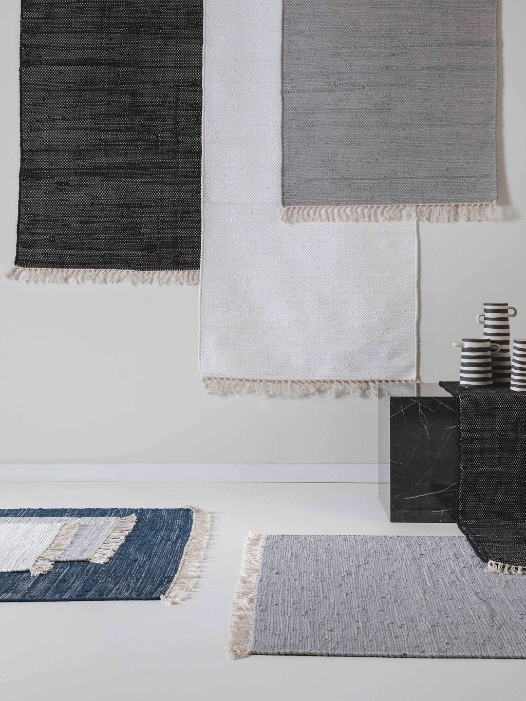 Teppich aus recycelter Baumwolle Tom, Weiß - carpetz