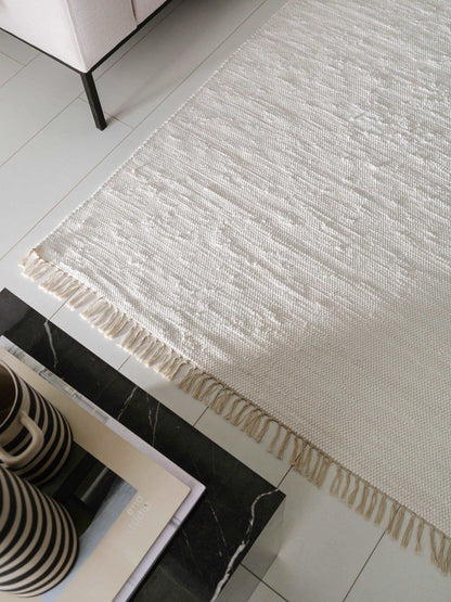Teppich aus recycelter Baumwolle Tom, Weiß