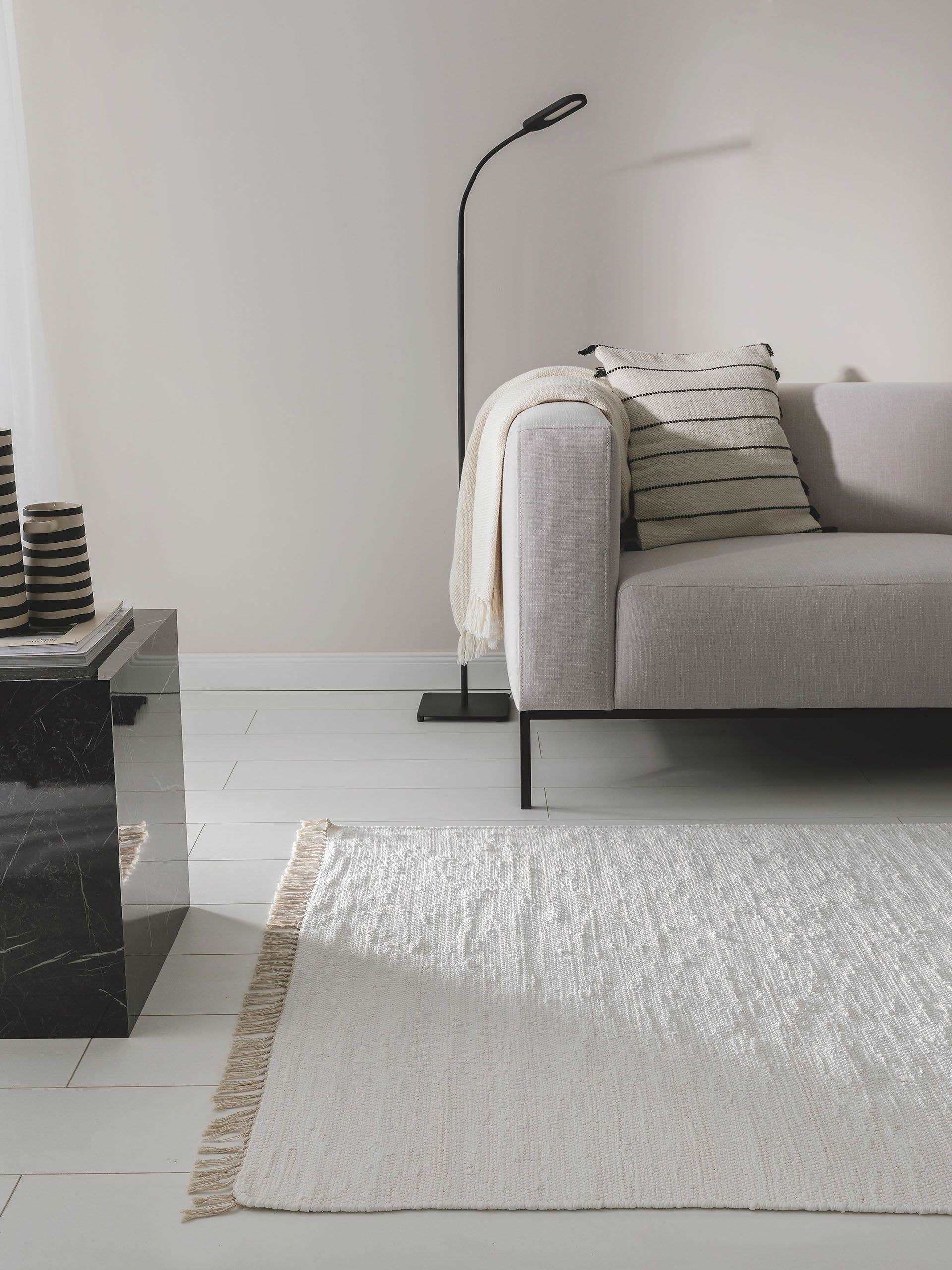 Teppich aus recycelter Baumwolle Tom, Weiß - carpetz