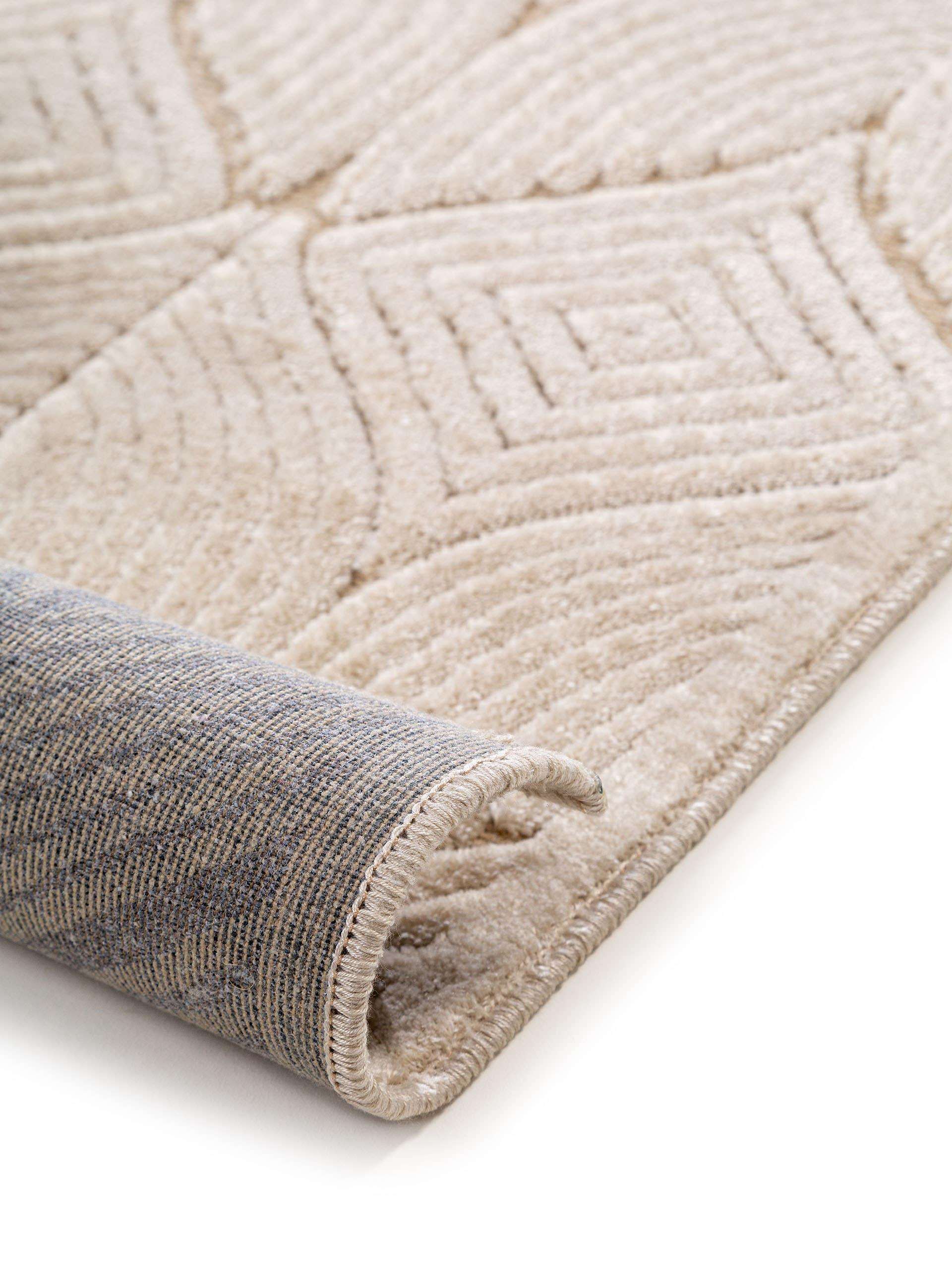 Viskoseteppich Woody Muster, Creme - carpetz