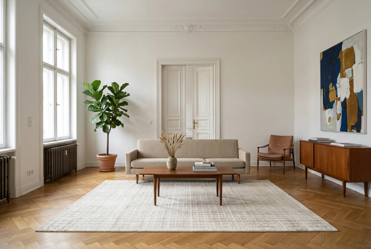 Carpet Karma 125 Beige / Silver Modern-Loft, viscose 