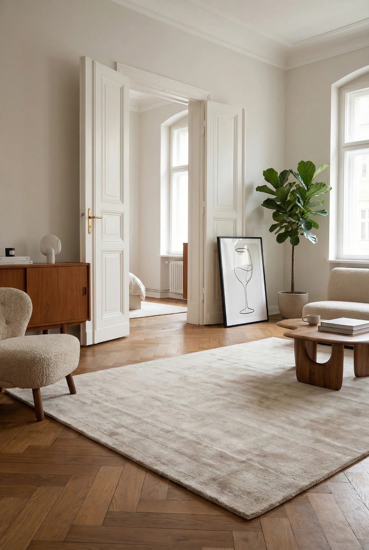 Teppich Viskoseteppich Luxury 110 Elfenbein / Taupe, Modern-Loft