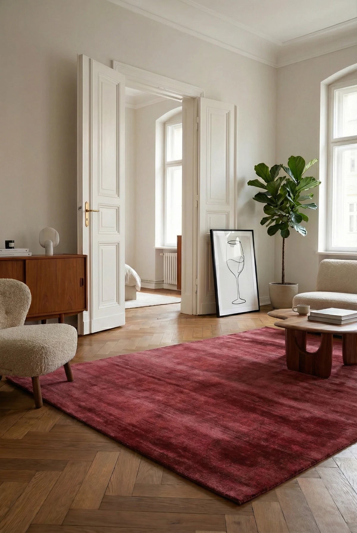 Luxury Modern Loft Style Carpet, Red/Purple 