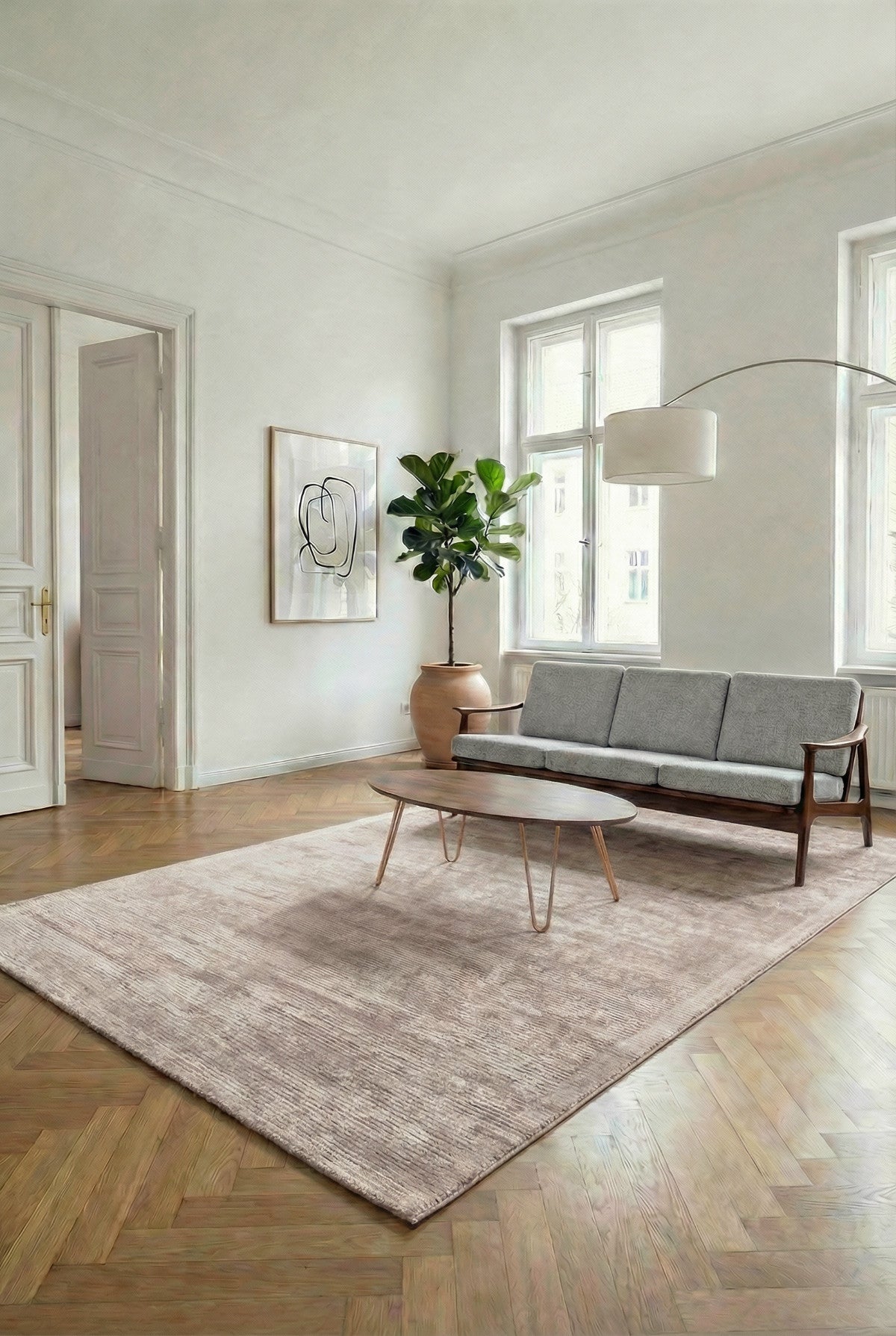 Teppich Village 125 Champagner, Bambusseide