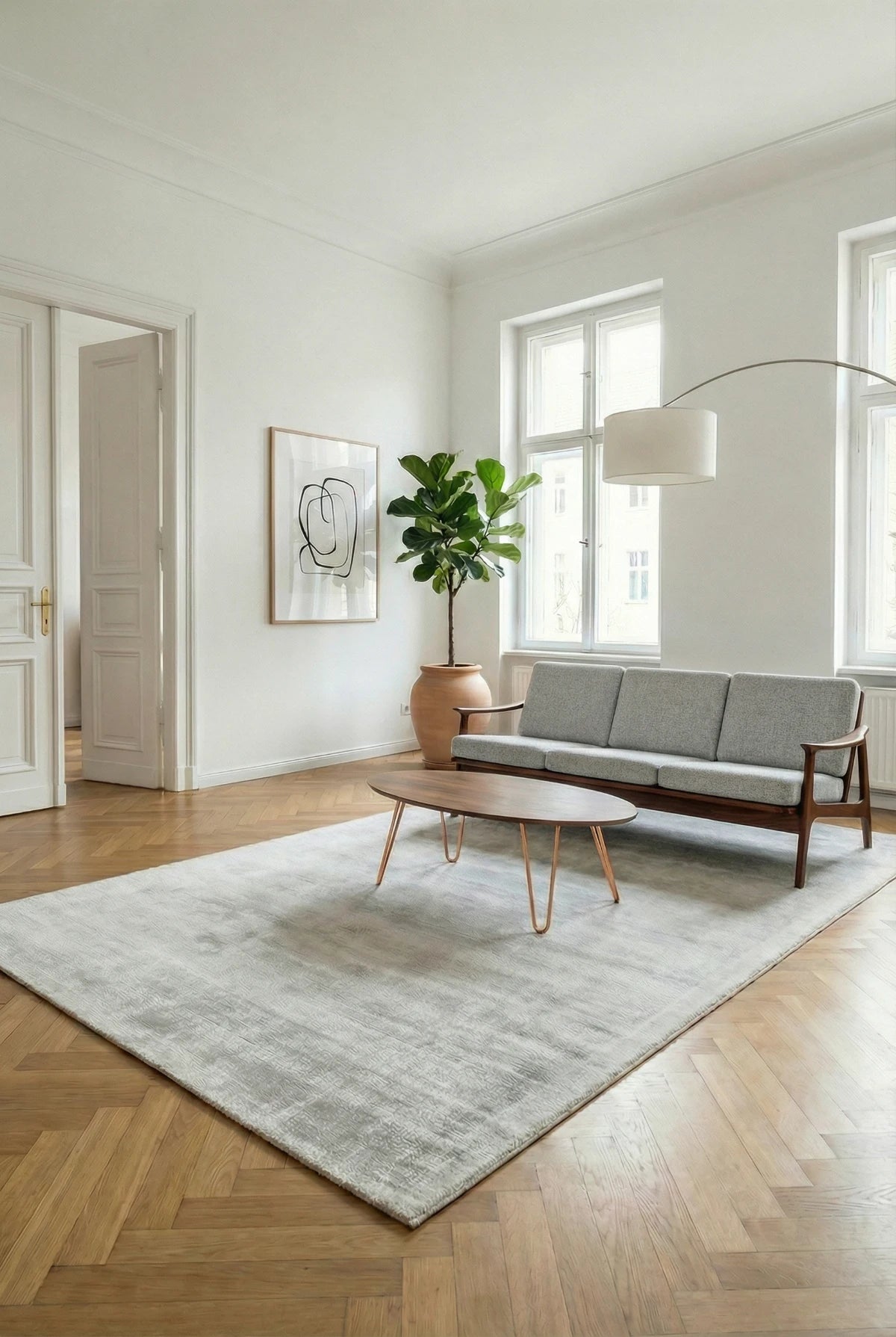 Teppich Viskoseteppich Village Samt-Optik, Silber