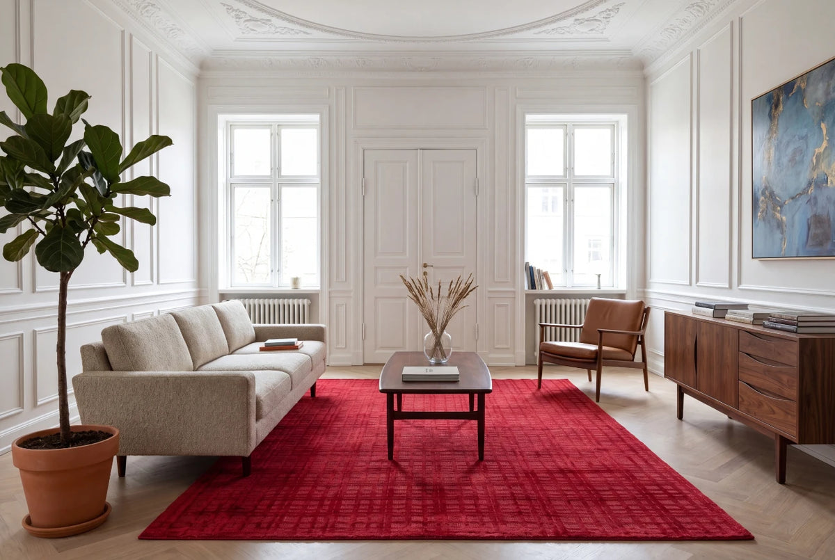 Viscose carpet Karma 125 red, viscose carpet 