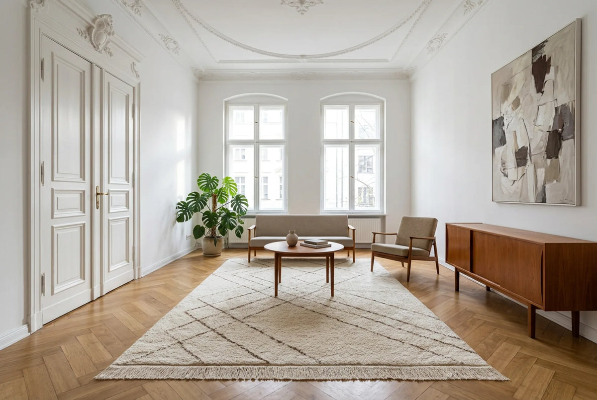 Вовняний килим Mylen 425 кремовий / коричневий - 100% бавовна