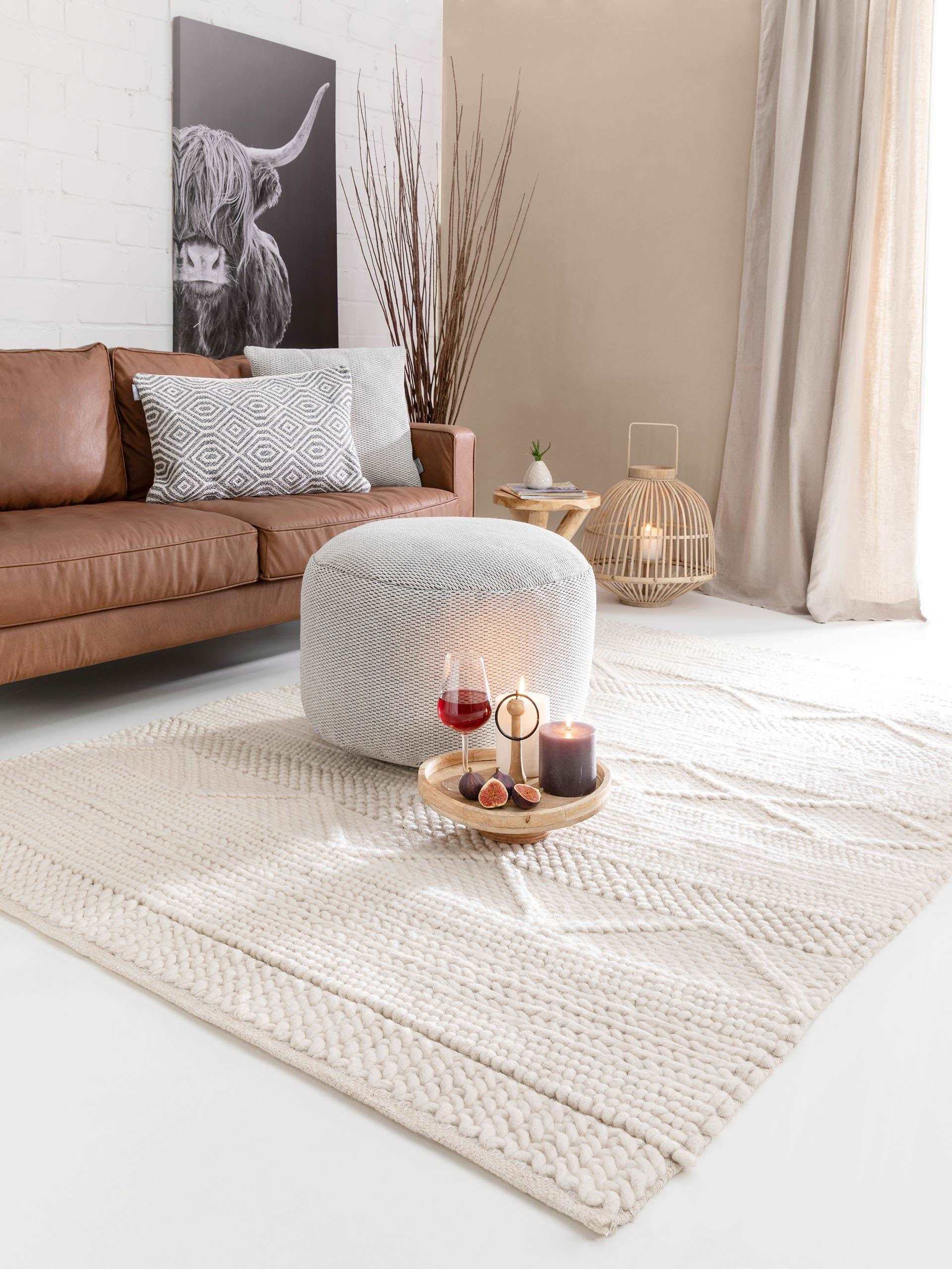 Wollteppich Alva - 100% Wolle, Creme - carpetz