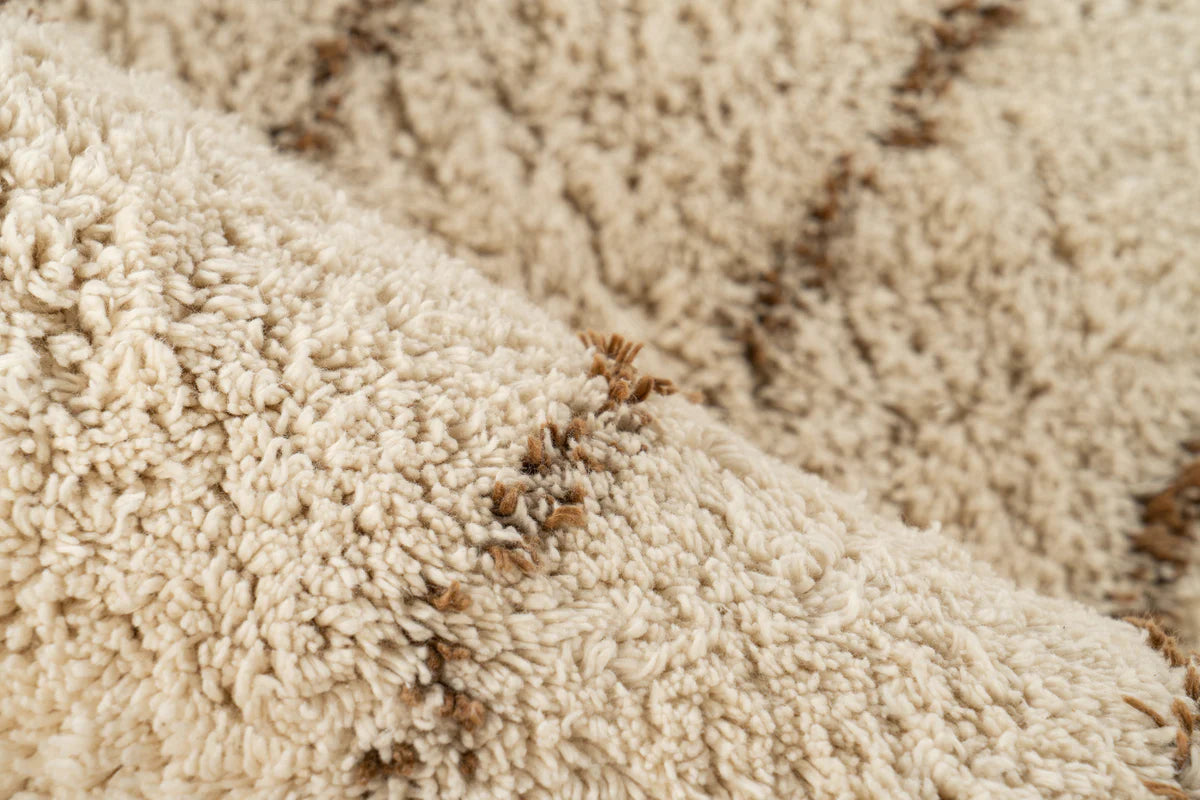 Wool carpet Mylen 425 cream / brown - 100% cotton