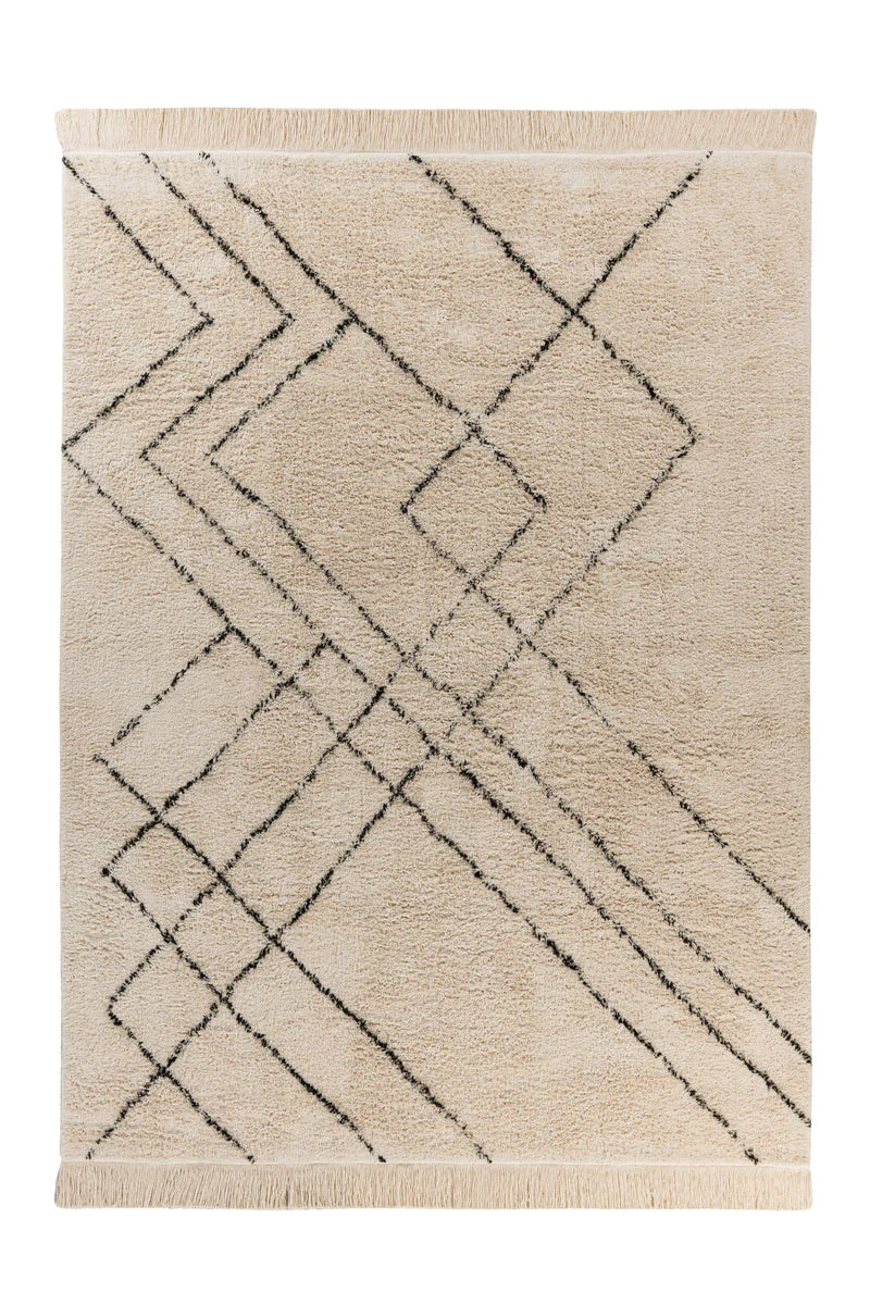 Wollteppich Mylen 625 Creme / Schwarz - 100% Baumwolle