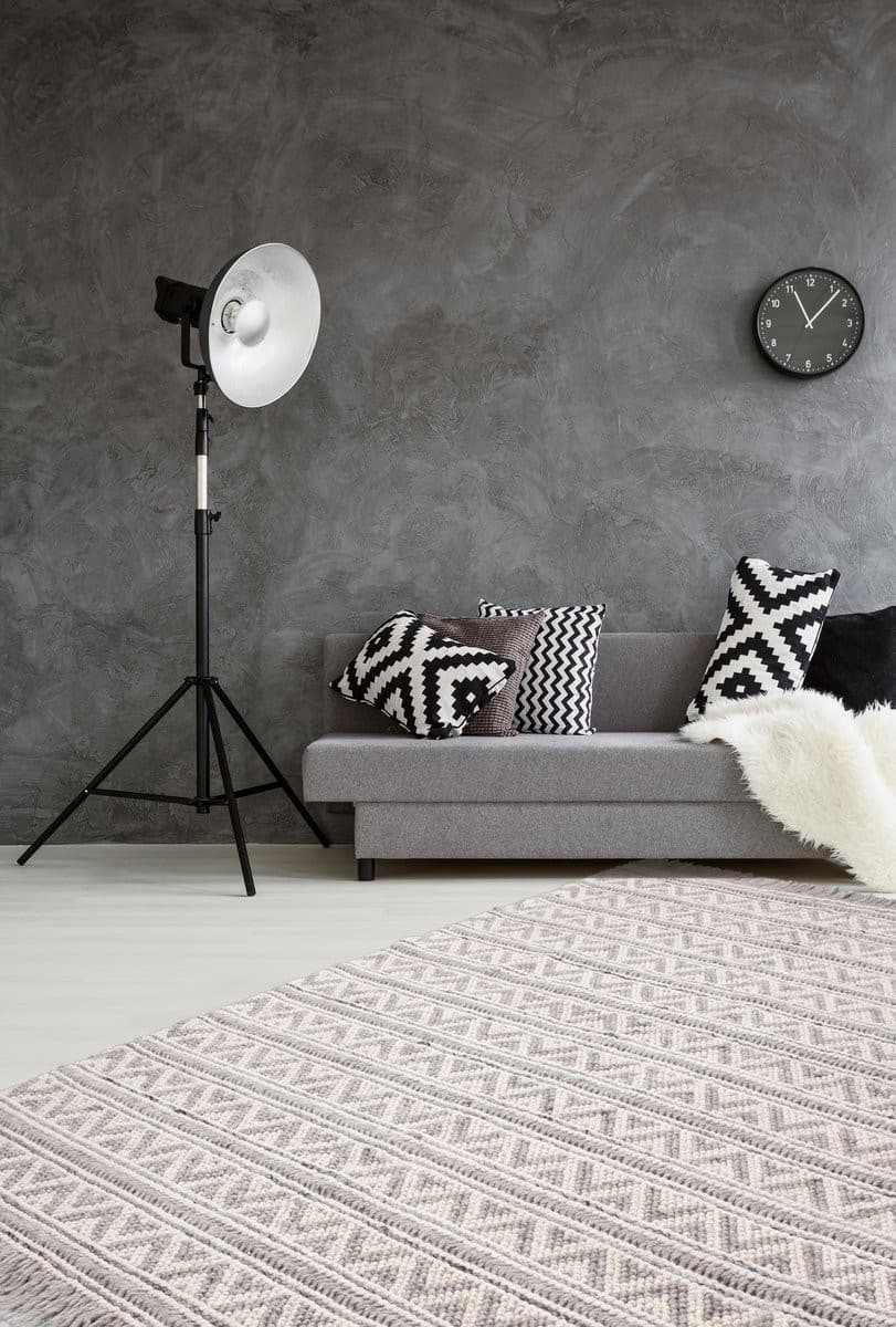 - carpetz Loft-Style, Modern Teppich Silber Natura – Fransen