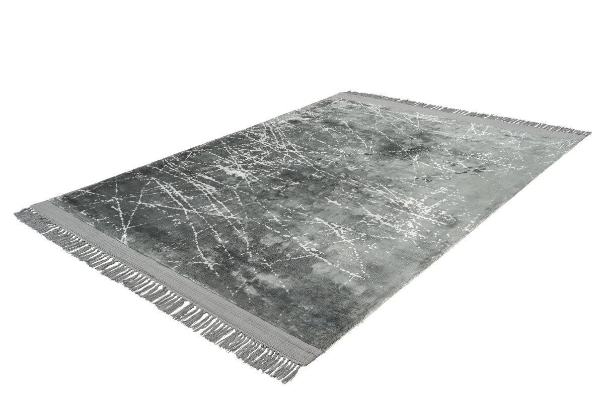 Teppich Viskose Dolce Vita 225 Grau, Fransenteppich - carpetz