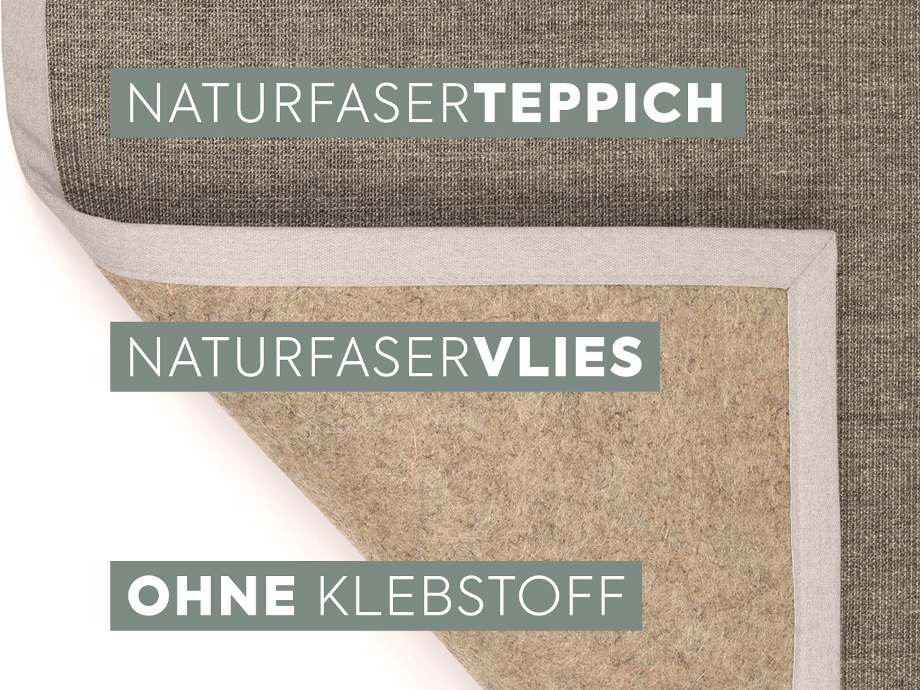 Sisalteppich Purstoff nach Maß, haselbraun mit Vliesrücken 100% Natur