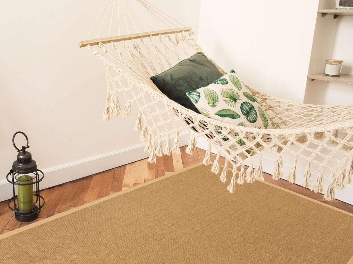 Sisal Teppich Purstoff cashewbeige, mit Vliesrücken 100% Natur