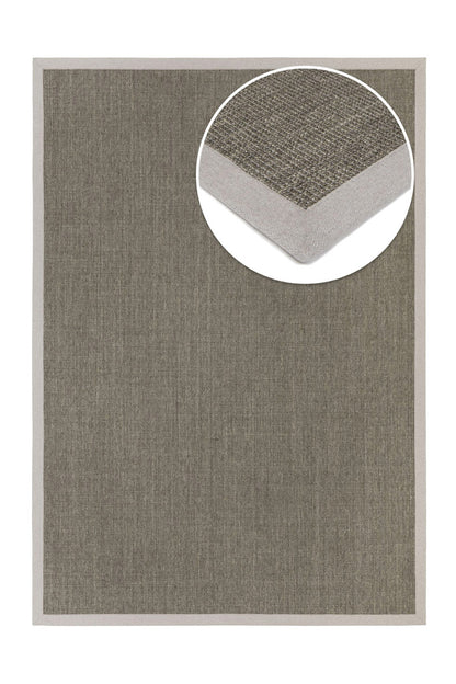 Made to measure sisal carpet pure fabric, tagua gray with fleece backing 100% natural 