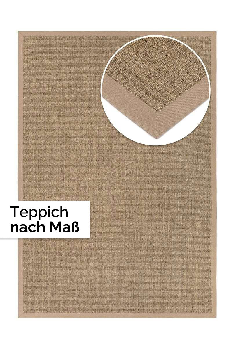 Made-to-measure sisal carpet - pure fabric hazel brown, with fleece backing 100% natural 