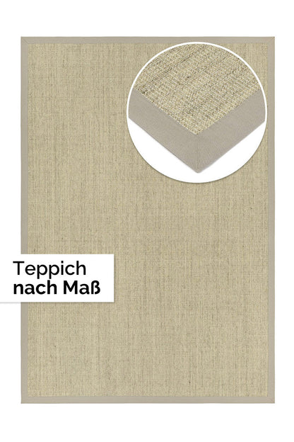 Made-to-measure sisal carpet - pure macadamia fabric, with 100% natural fleece backing 