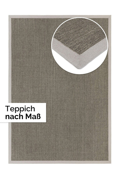 Made-to-measure sisal carpet - pure fabric tagua grey, with fleece backing 100% natural 