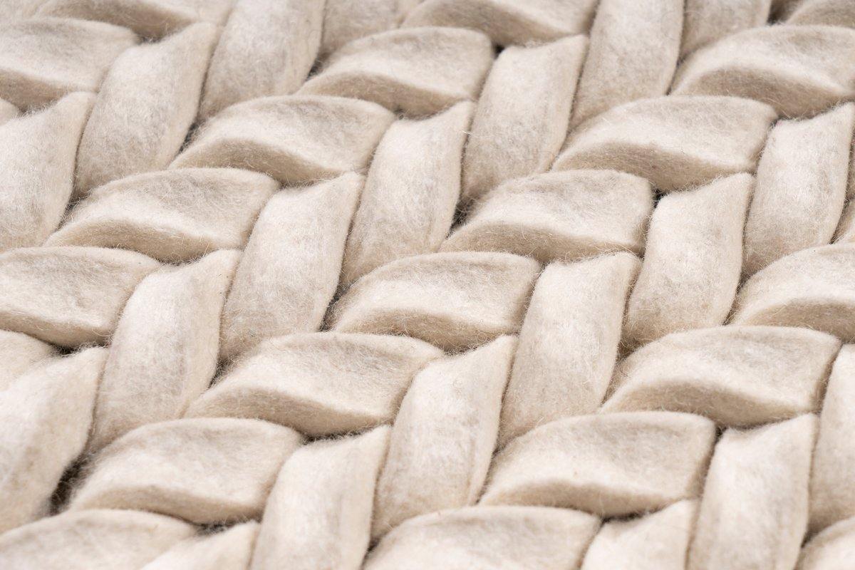 Teppich Robbie 125 Creme, 100% Neuseelandwolle - carpetz