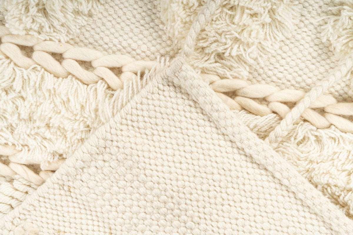 Wollteppich Bohist 525 mit Pailletten, Creme