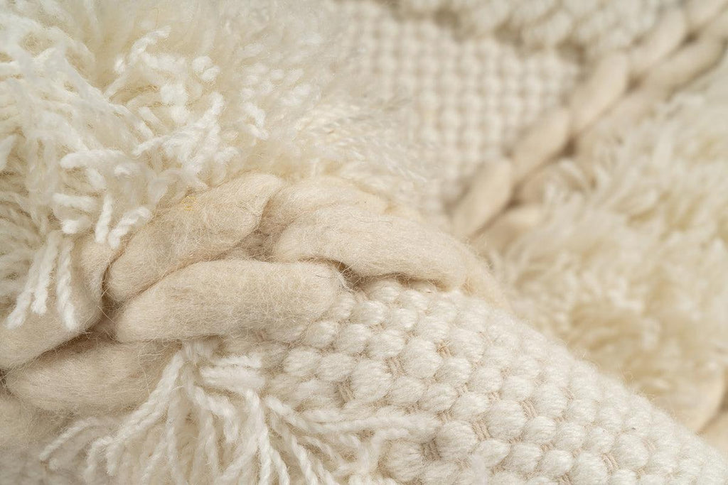Wollteppich Bohist 525 mit Pailletten, Creme - carpetz