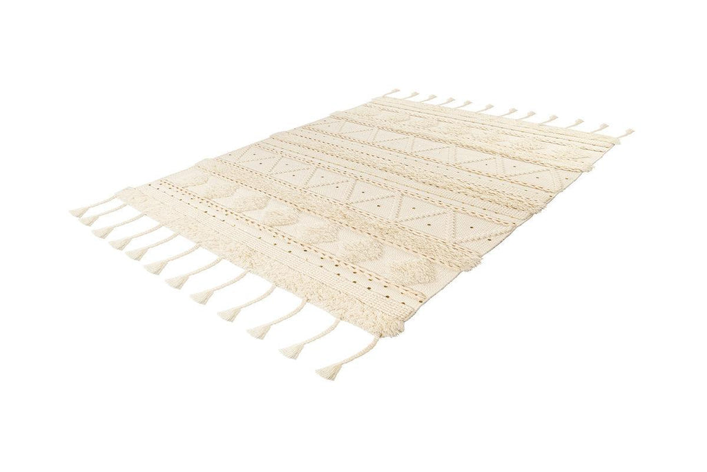 Wollteppich Bohist 525 mit Pailletten, Creme - carpetz