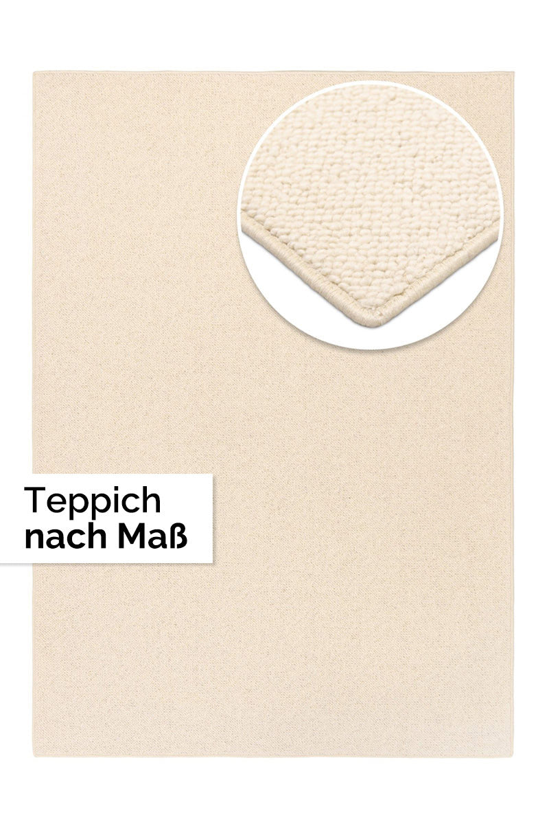 Wool rug made to measure Clouds creamy white 